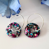Handmade Sparkling Confetti Round Donut Earrings